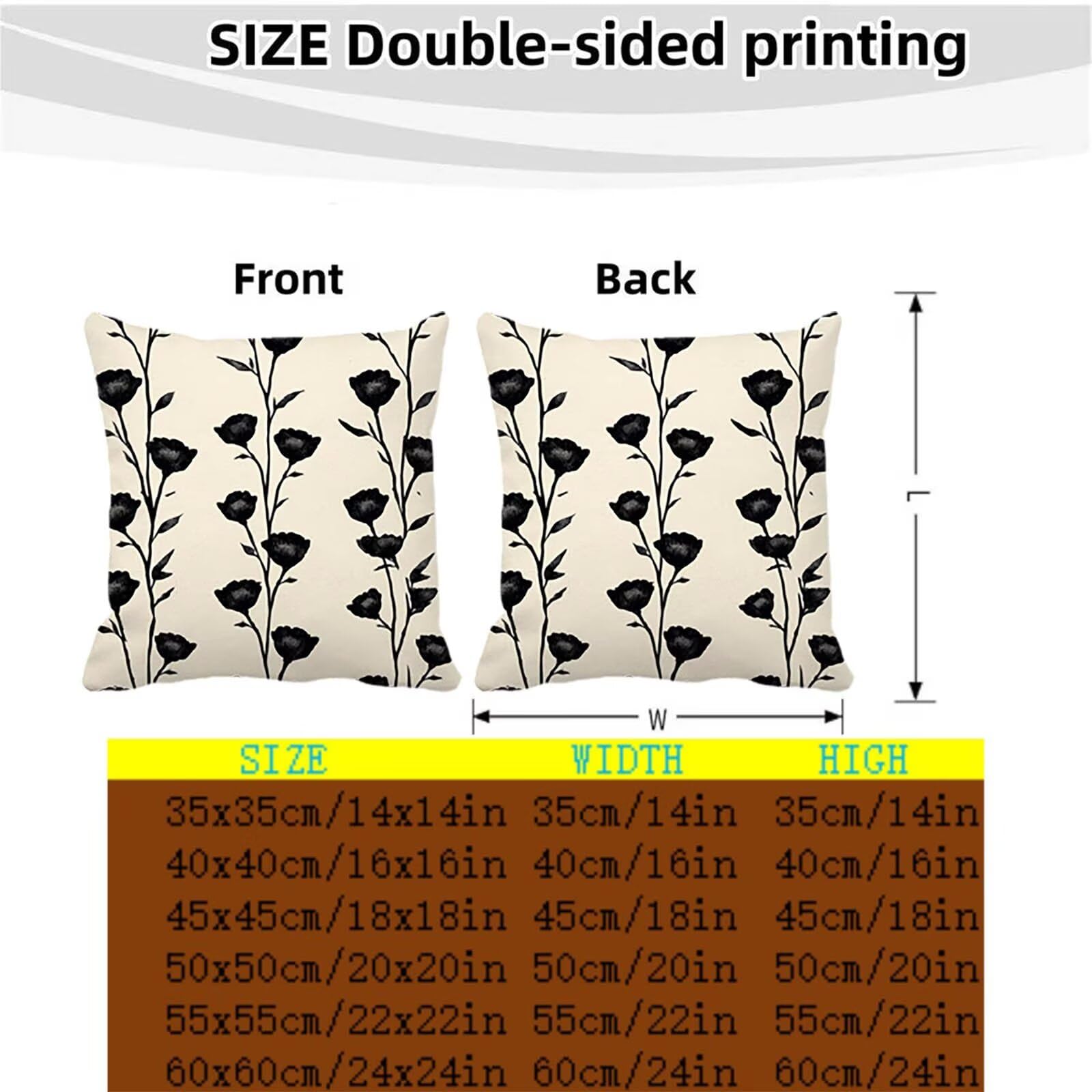Kissenbezug 60x60 cm Schmucklos, Kissenhüllen 4 Pack DekoKissen Wasserfest Gartenmöbel Set Rose Balkon Sofa Outdoor kissenbezüge Beidseitiger Druck für Gartenstuhl Deko Wohnzimmer Geschenke LSJ05018