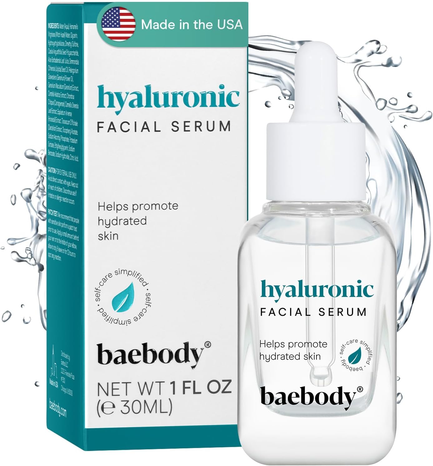 Baebody Hyaluronic Acid Serum for Face with Vitamin E, 1 oz/30 ml