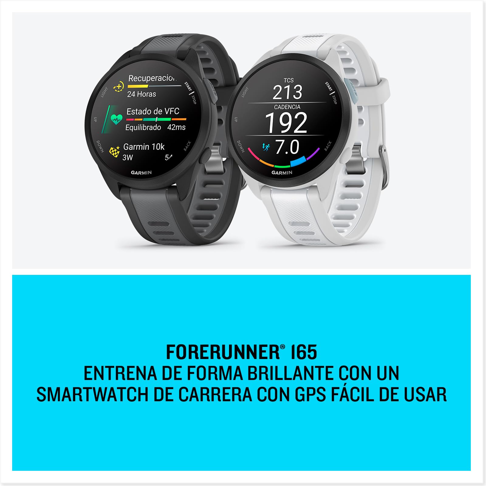 Garmin Forerunner 165 Reloj Inteligente para Correr con GPS, Pantalla Táctil AMOLED, Métricas Optimizadas, Planes de Entrenamiento, Pay, Autonomía de 11 Días, Blanco (Reacondicionado)