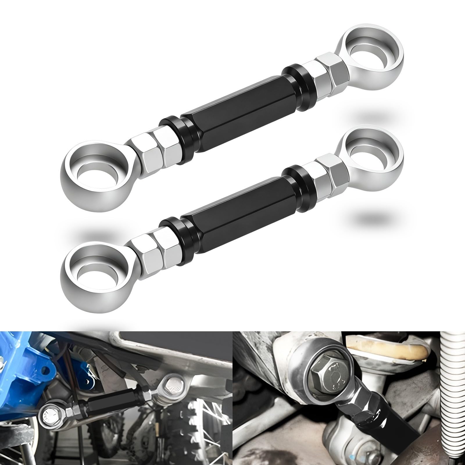 DRZ400/YZF-R6 Verstellbarer Tieferlegungs-Umlenkhebel für GSX1300R HAYABUSA,V-Strom,KLR650,DR650 / DR650S / DR650SE,Z750,Bandit 1200,GS500,SV650,CNC Umlenkhebel Zur Tieferlegun (Schwarz)