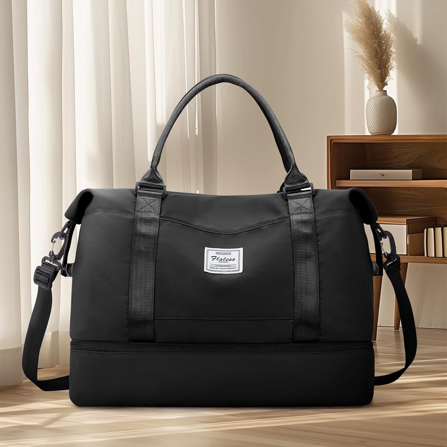 Travel Duffel Bag with Shoes Compartment, Overnight Weekender Bags for Women,Carry on Personal Item Bag - Image 8