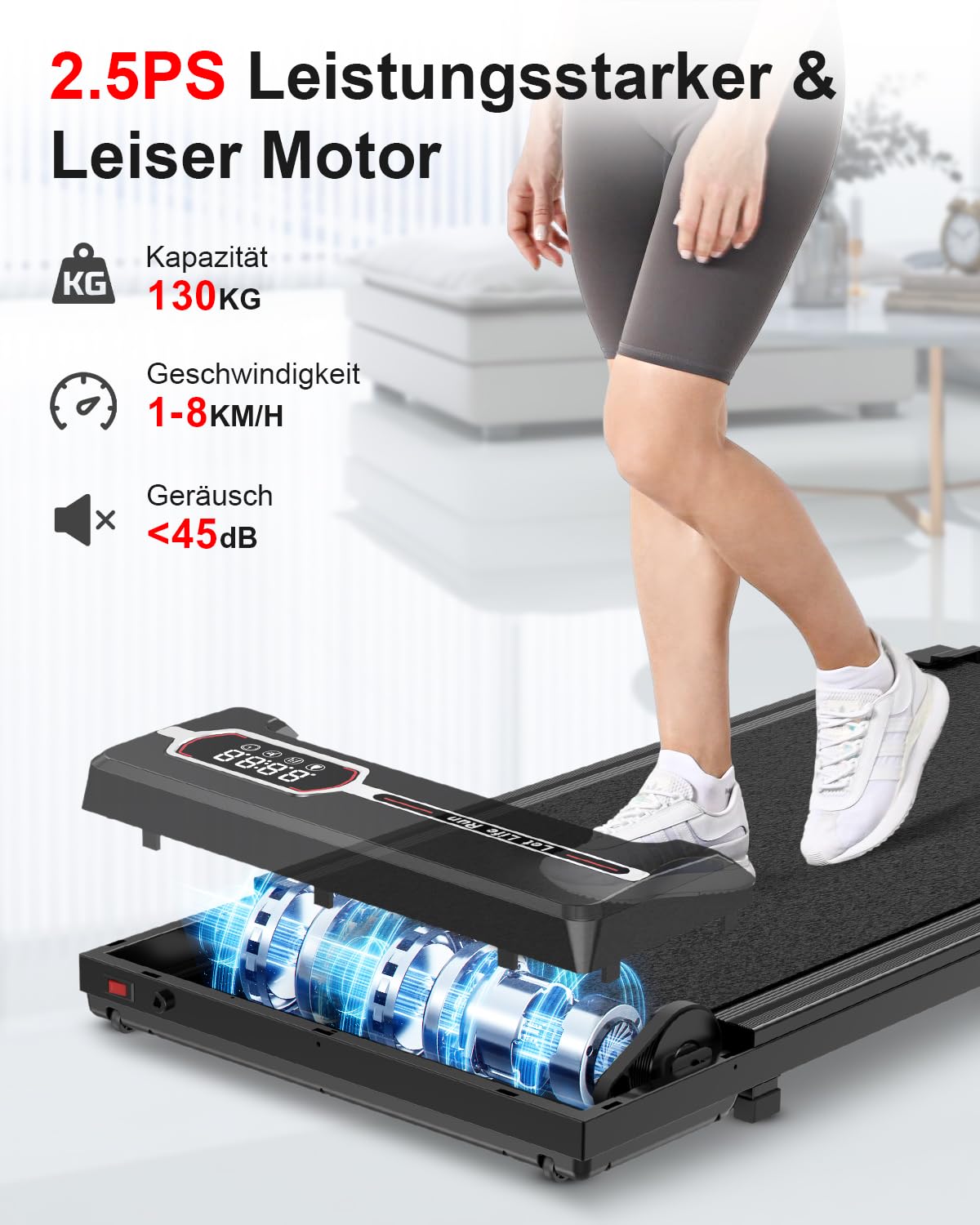 Dskeuzeew Walking Pad Laufpad Laufband Klein Elektrisch für Zuhause Büro