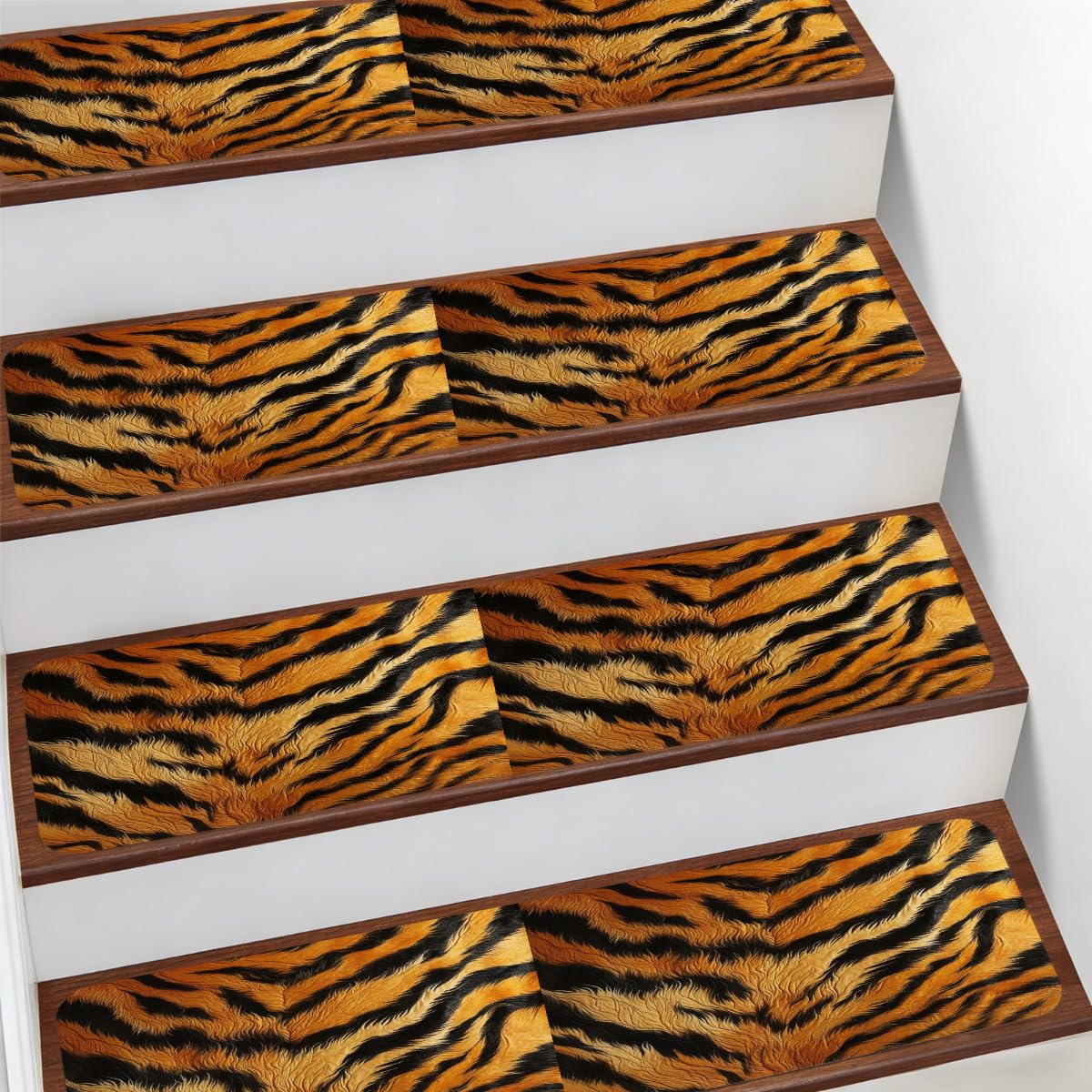 Alfombra para peldaños de escalera de 7.8x30 en diseño tigre exclusivo