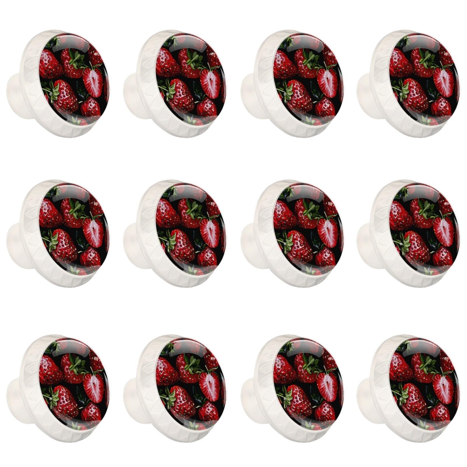 Boutons de tiroir en verre fraise lot de 12 poignées transparentes pour relooker vos meubles