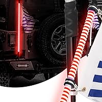 Vista 17 de 4 pies LED Látigo Luces Rojas Impermeables con Asta de Bandera y Bandera para Seguridad para Can-Am Maverick X3 Sand Dune Buggy UTV ATV 2020 Polaris
