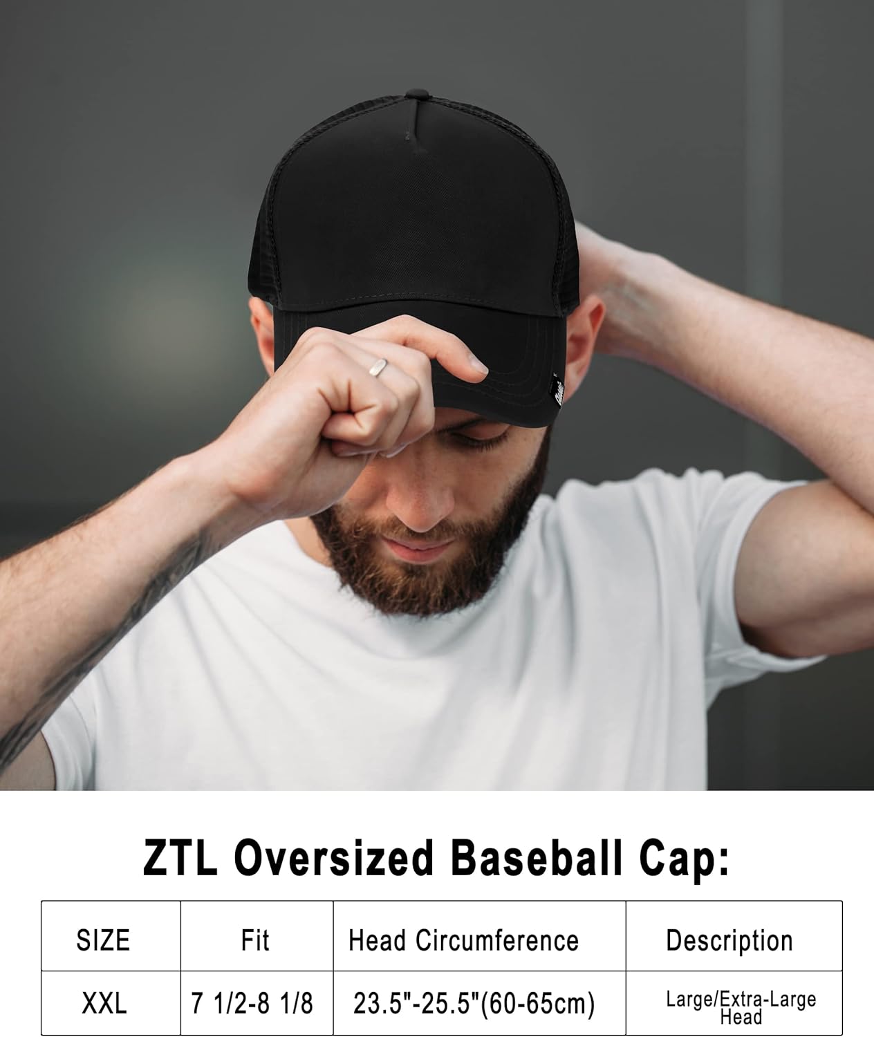 Oversize XXL Baseball Cap for Men, Extra Large Hat for Big Heads 23.6"-25.6", Plus Size Structured Dad Trucker Hats - Image 4