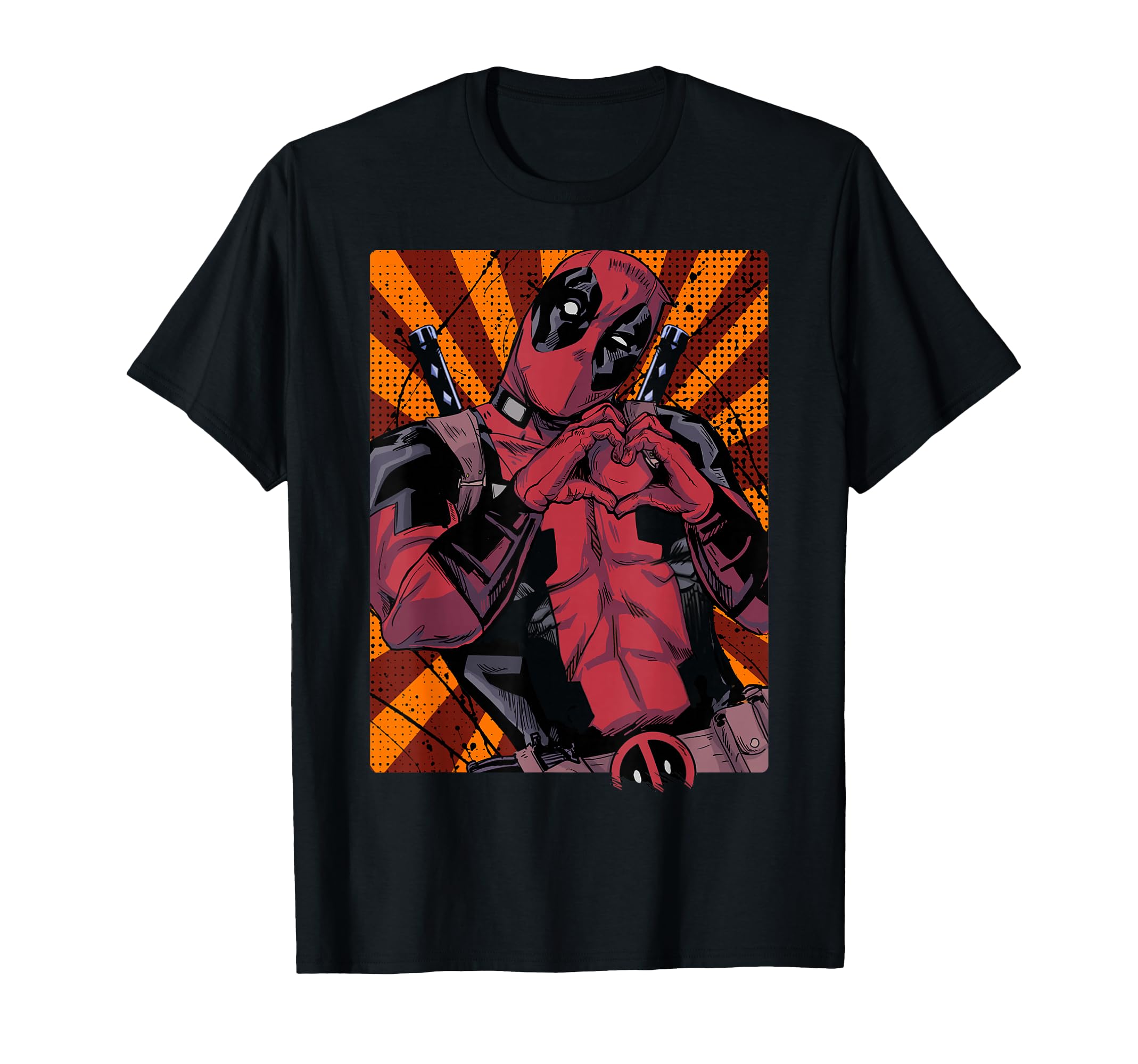 Deadpool Heart Hands Portrait T-Shirt Small
