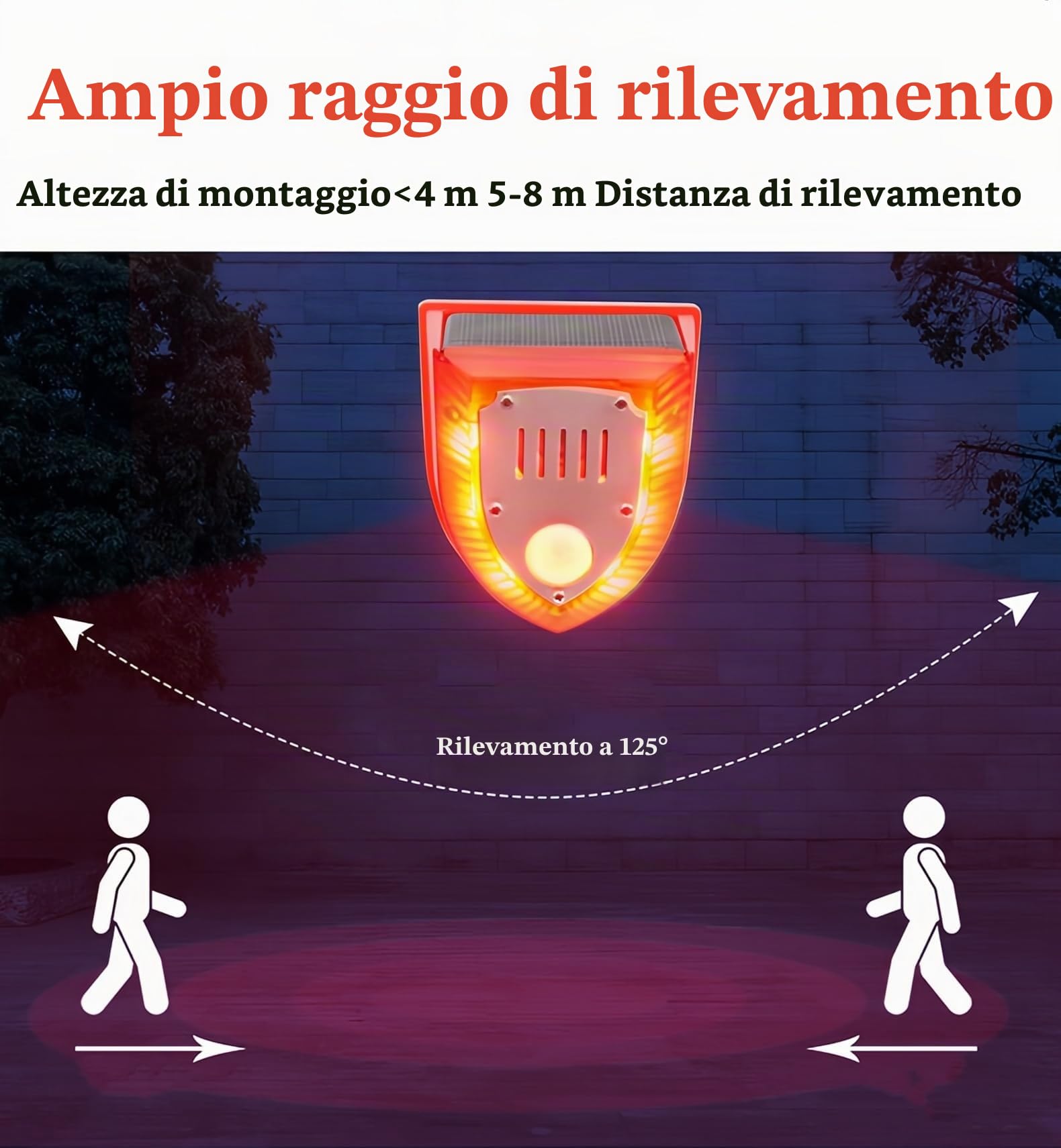 3 Pack Solar sicurezza allarme luci sensore di movimento suoni di sparo e abbaiare suono 129dB Loud IP65 impermeabile luce strobo lampada di avvertimento per esterni