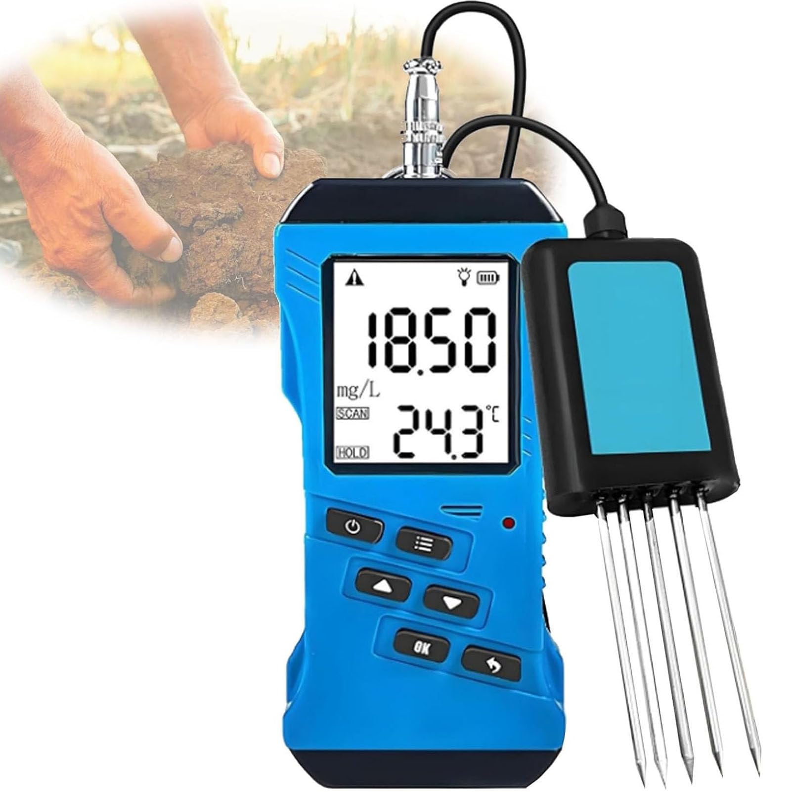 Cyfrowy zestaw do badania gleby,miernik wilgotności gleby/NPK/PH/EC z wyświetlaczem LCD,tester przewodności składników odżywczych do sadzenia w rolnictwie,uprawy gleby,sadzenia w doniczkach