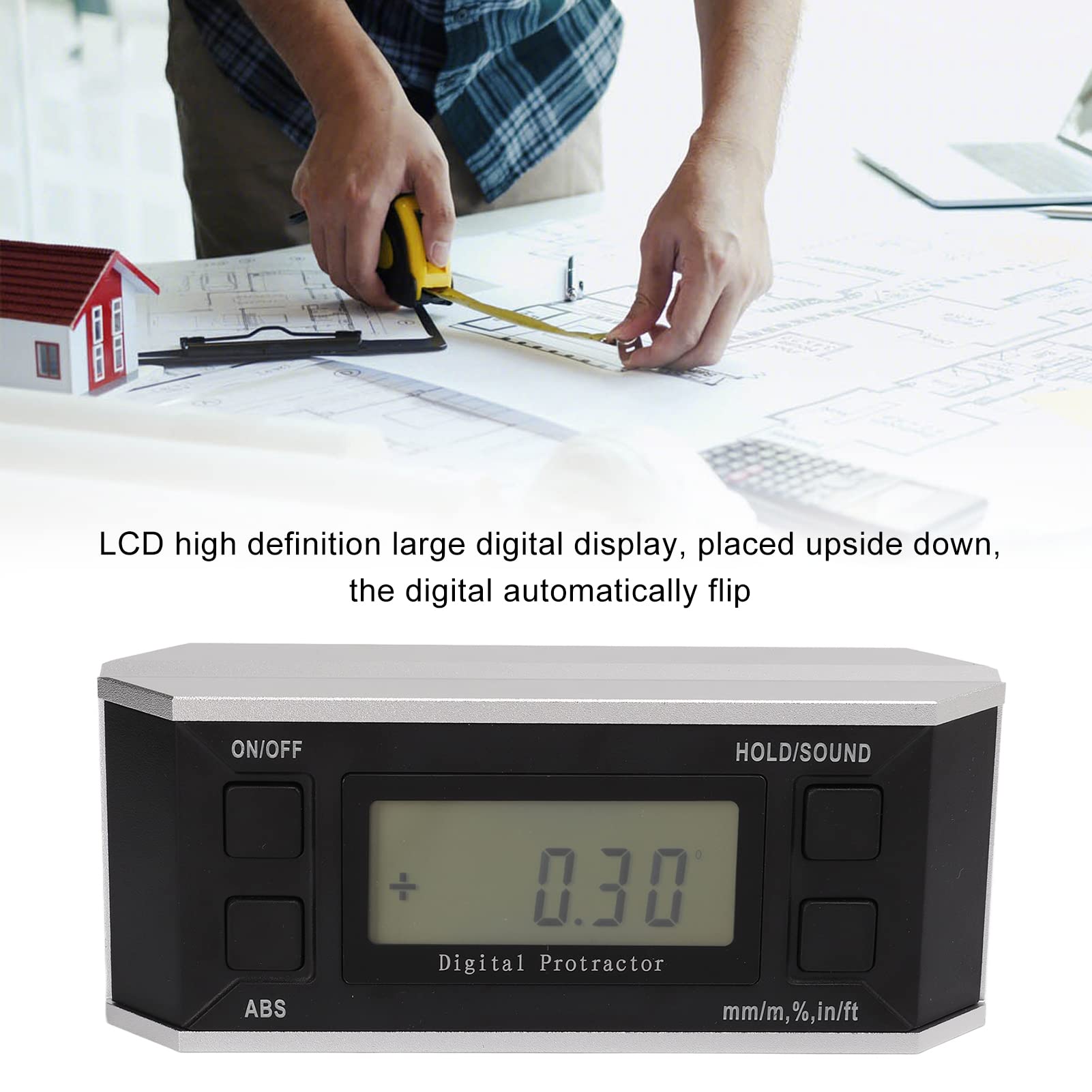 Akozon Angolo Digitale con Display LCD - Inclinometro Goniometro Digitale 4x90° - Misurazione dell'Angolo dell'utensile (#4)