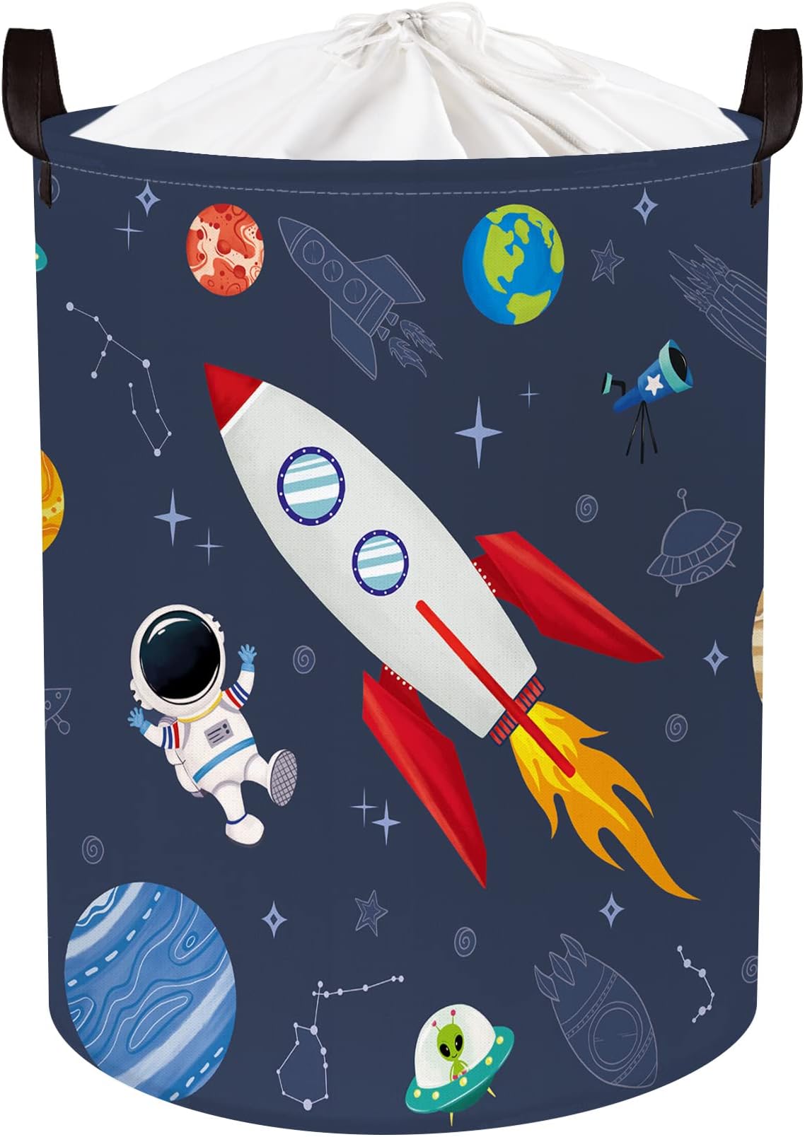 Clastyle Space Laundry Hamper Cosmic Book Storage Basket for Bathroom Parent Storage Box to Organize Toy Clothes, Rocket, 36x45 cm