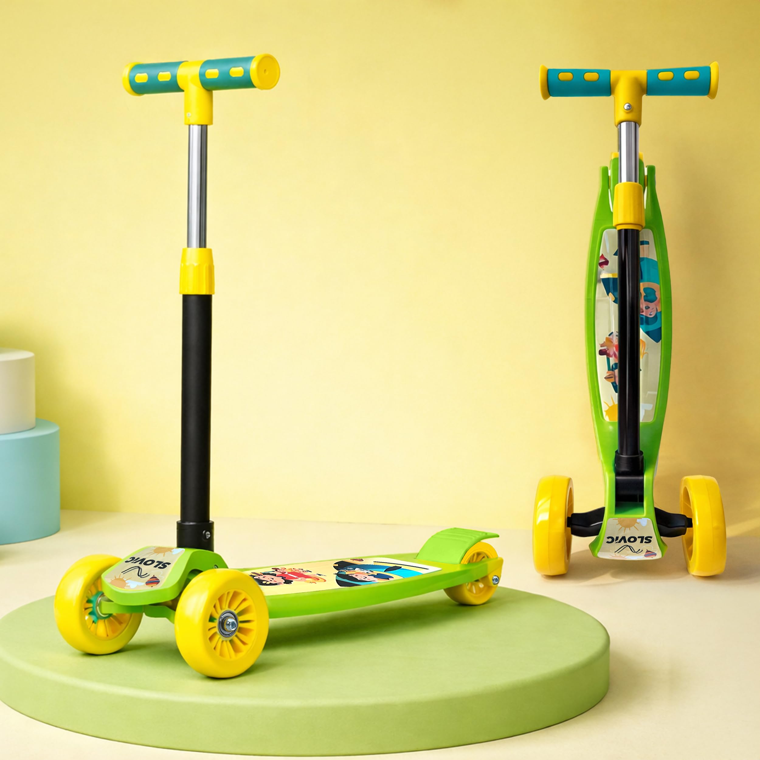 SLOVIC Kick Scooter for Kids 3+ Years Green Green Kick Scooter
