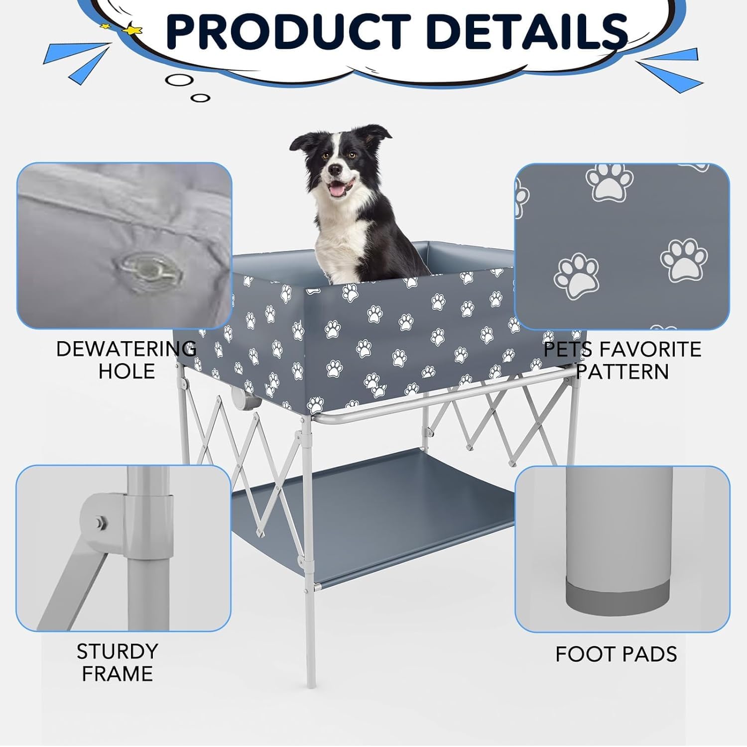 Bañera y bañera para perros plegable para bañarse, duchas y cuidados, piscina para perros en casa con mucho espacio, adecuada para perros domésticos pequeños, medianos y grandes, para