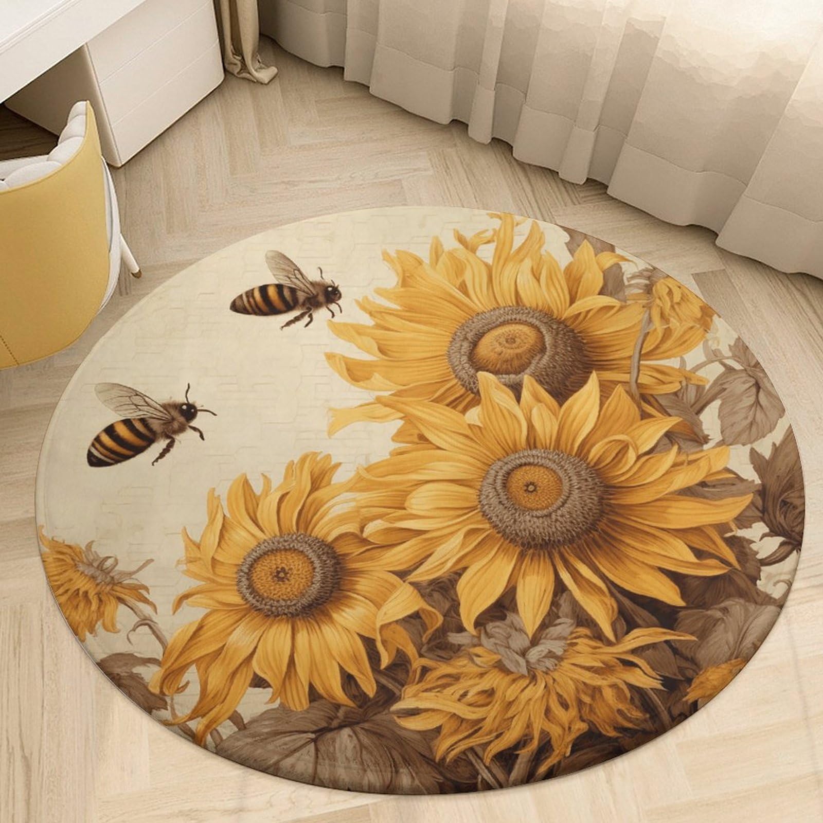 Tapis de salle de bain en peluche absorbante rond 0,6 m envers antidérapant cuisine