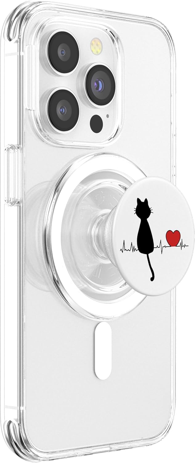 Cat heartbeat PopSockets MagSafe PopGrip for iPhone