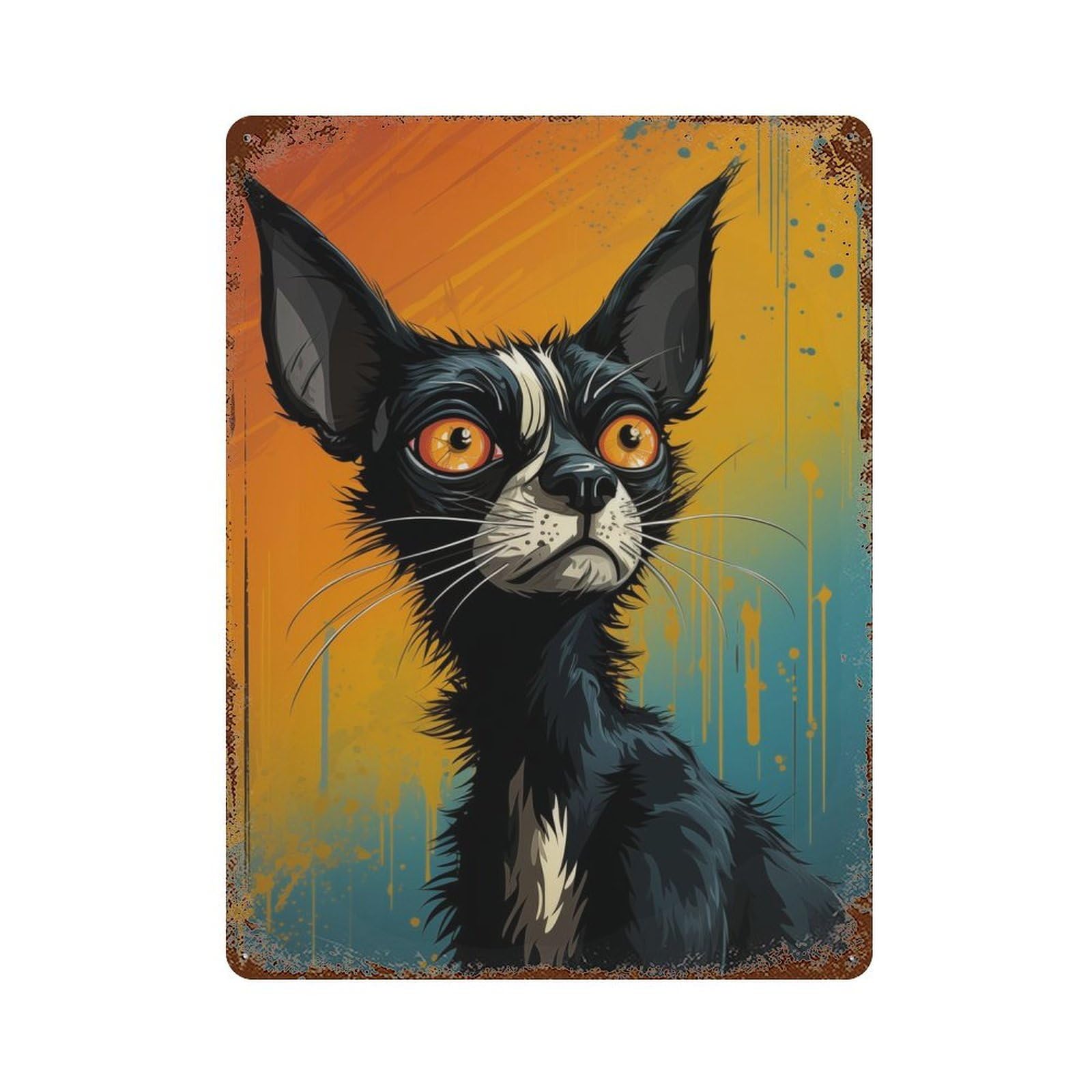 Urban Feline Chic Vintage Rust Metal Sign 15.7"x11.8", for Pub, Kitchen And Man Cave Decor, Rustic Home Decor