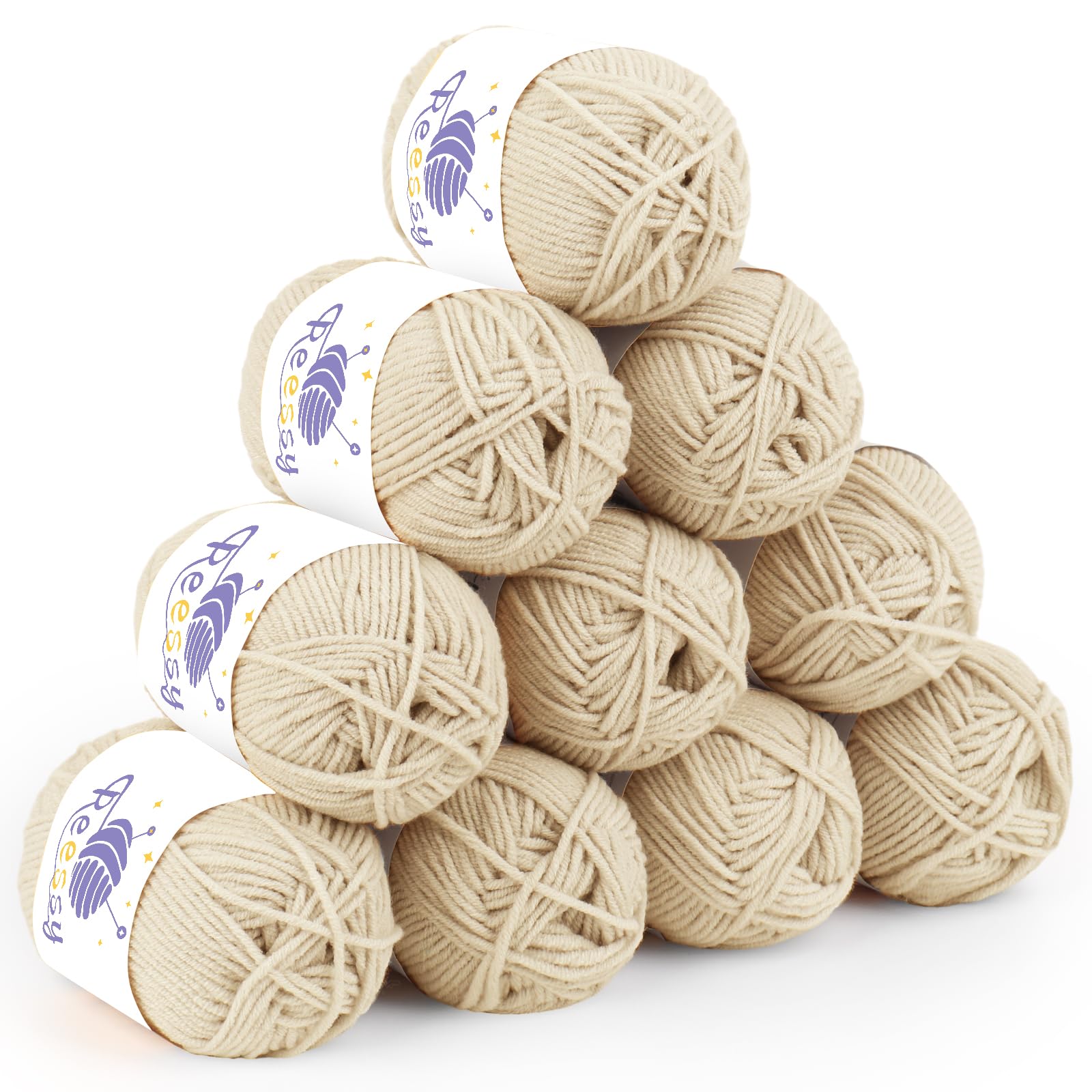 Reessy 10 Pack Knitting Wool Acrylic Yarn Crochet Yarn Set