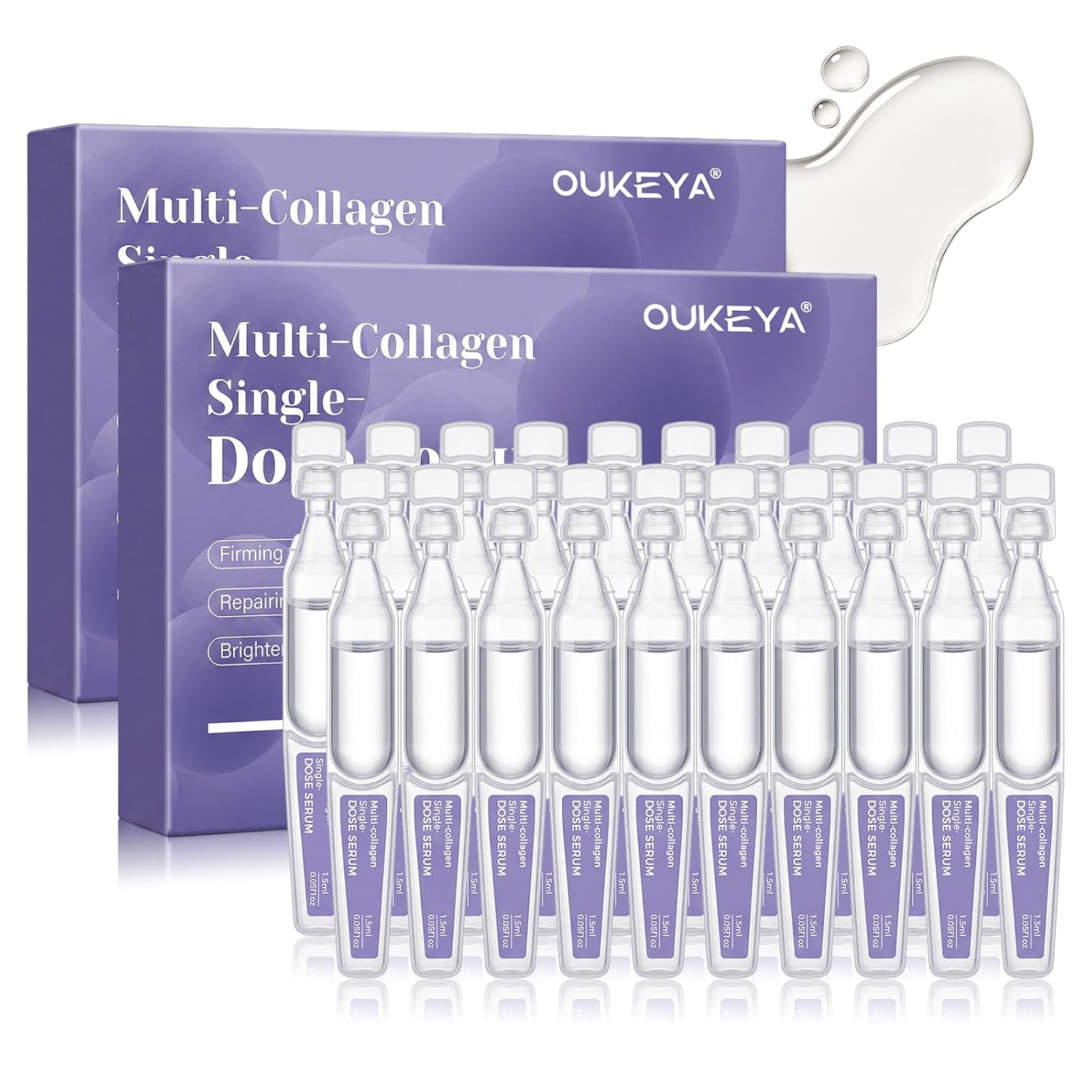 Multi-Collagen Face Serum Single Use Vials Firming Anti-Aging Travel 20 Pcs