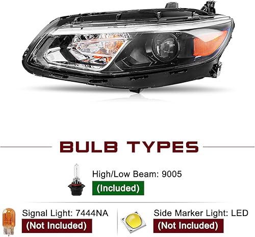 Miniatura 4 de JSBOYAT Bombillas incluidas de repuesto para faros delanteros halógenos para Chevy Malibu Sedan OE 2016 2017 2018 estilo fábrica faro delantero lado