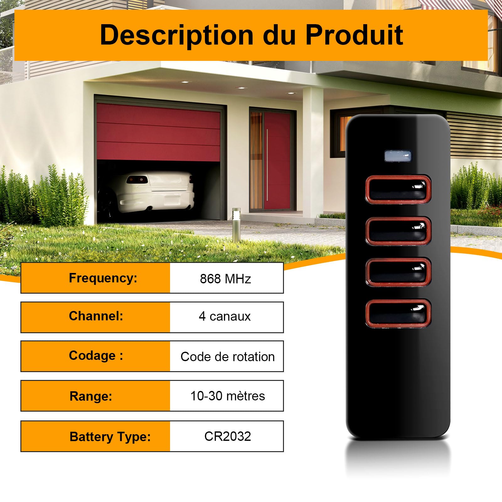 3 puertas de control remoto para Sommer Pearl 4018V000, 868 MHz, 4 canales, mando a distancia con Sommer 4018V000, 4015862001900, S10019-00001
