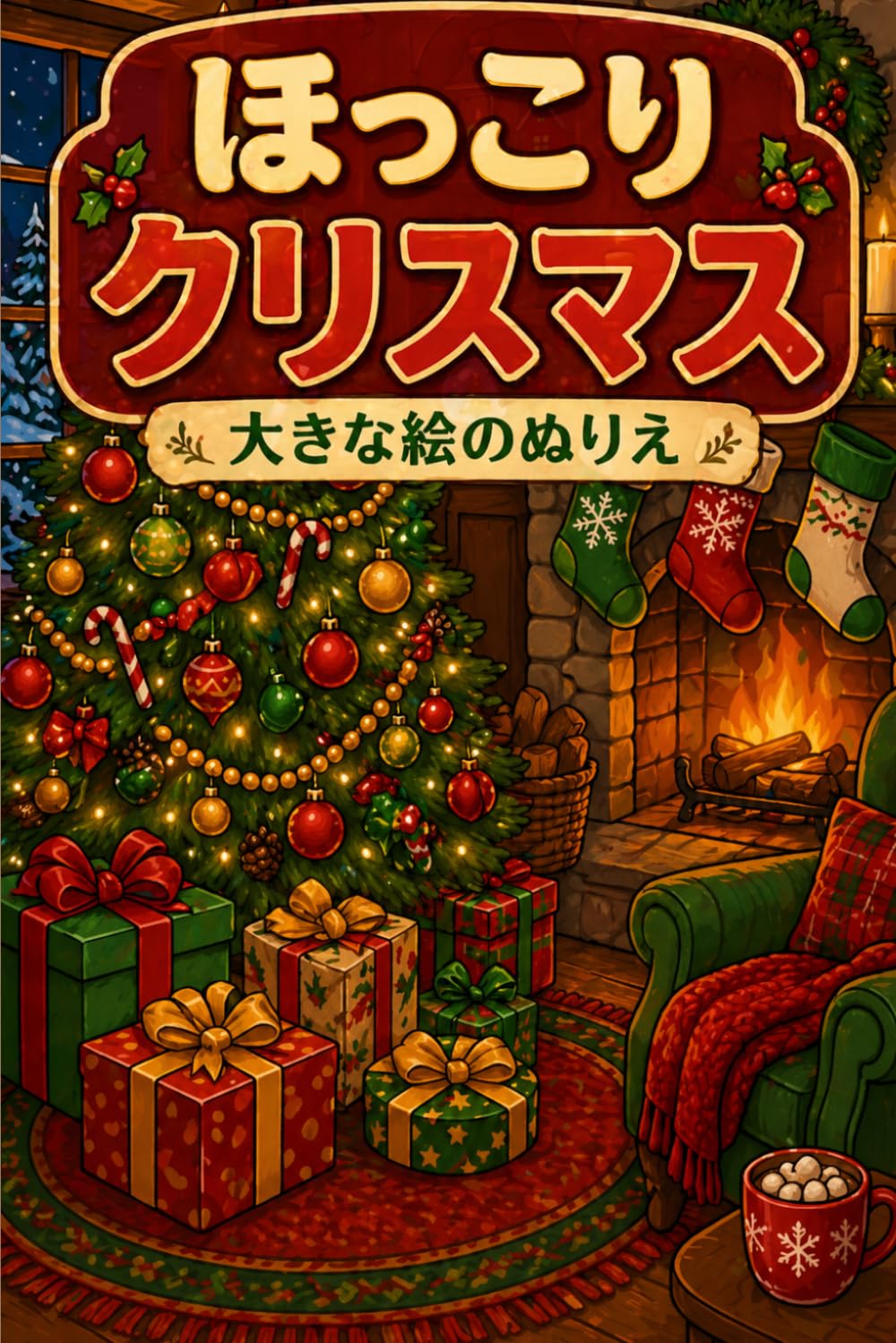 ほっこり クリスマス: 大きな絵で楽しむ、シニア・初心者向けの優しいクリスマスぬりえ