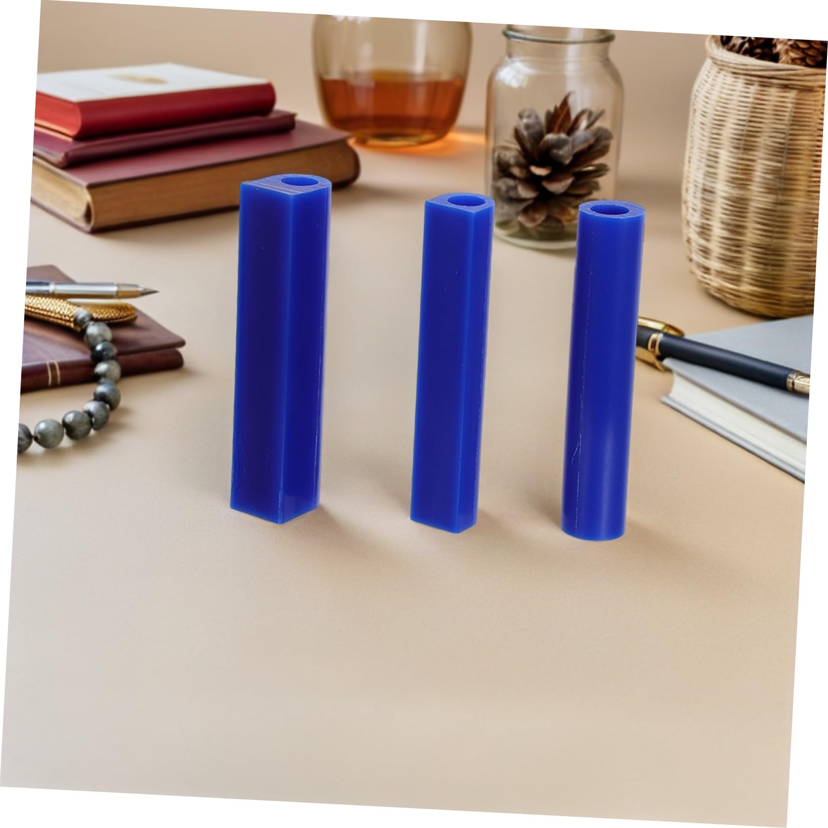 Set 7 Pezzi Tubi di Cera Blu per Intaglio Gioielli con Misuratore Anelli e Coltello per Stampi di Fusione Anelli Fai da Te per Creazione e Modellazione Artigianale