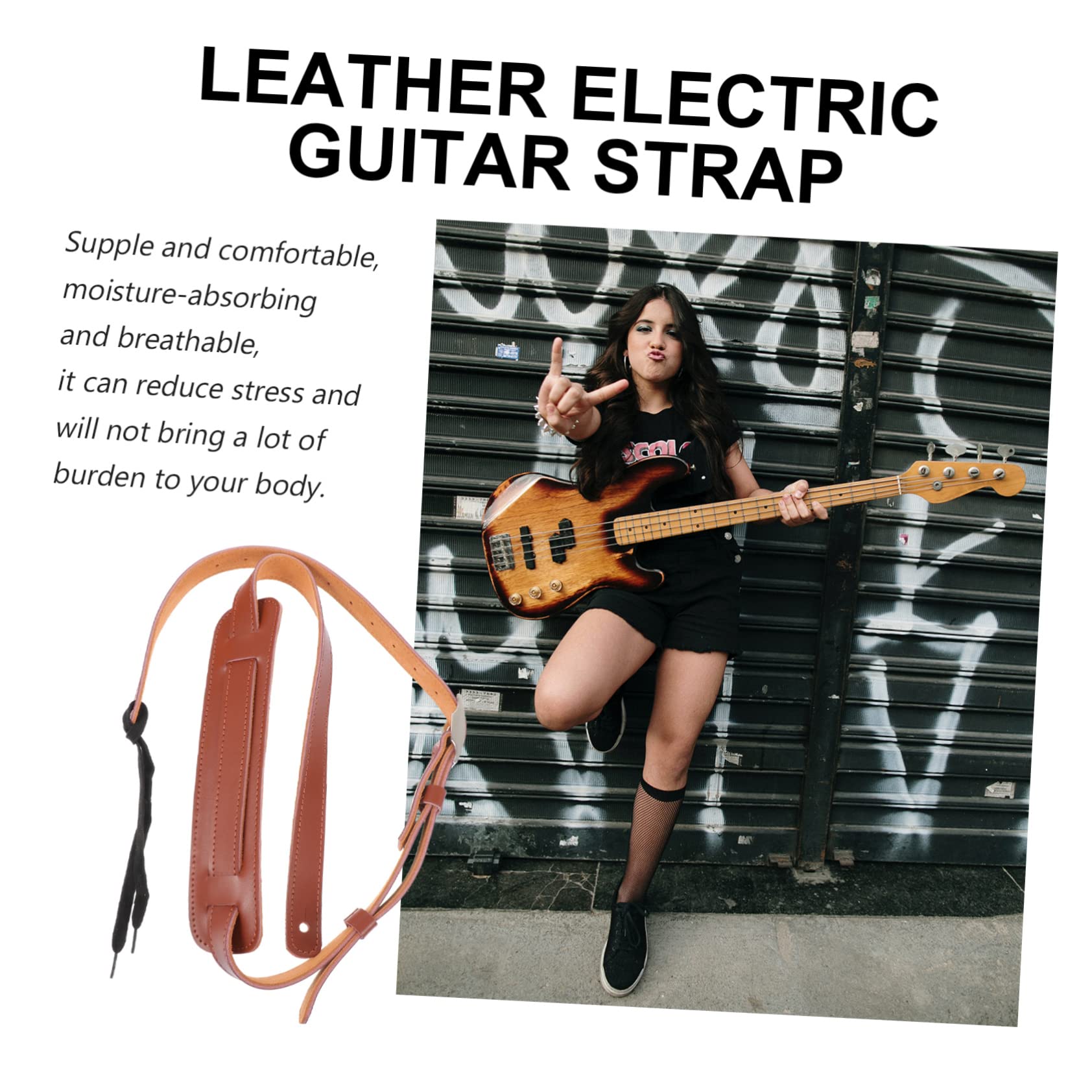elegante cinturón de guitarra correa guitarra acústica guitar strap guitarras correa de guitarra clásica correa de guitarra creativa cinturón de instrumentos Cuero Brown