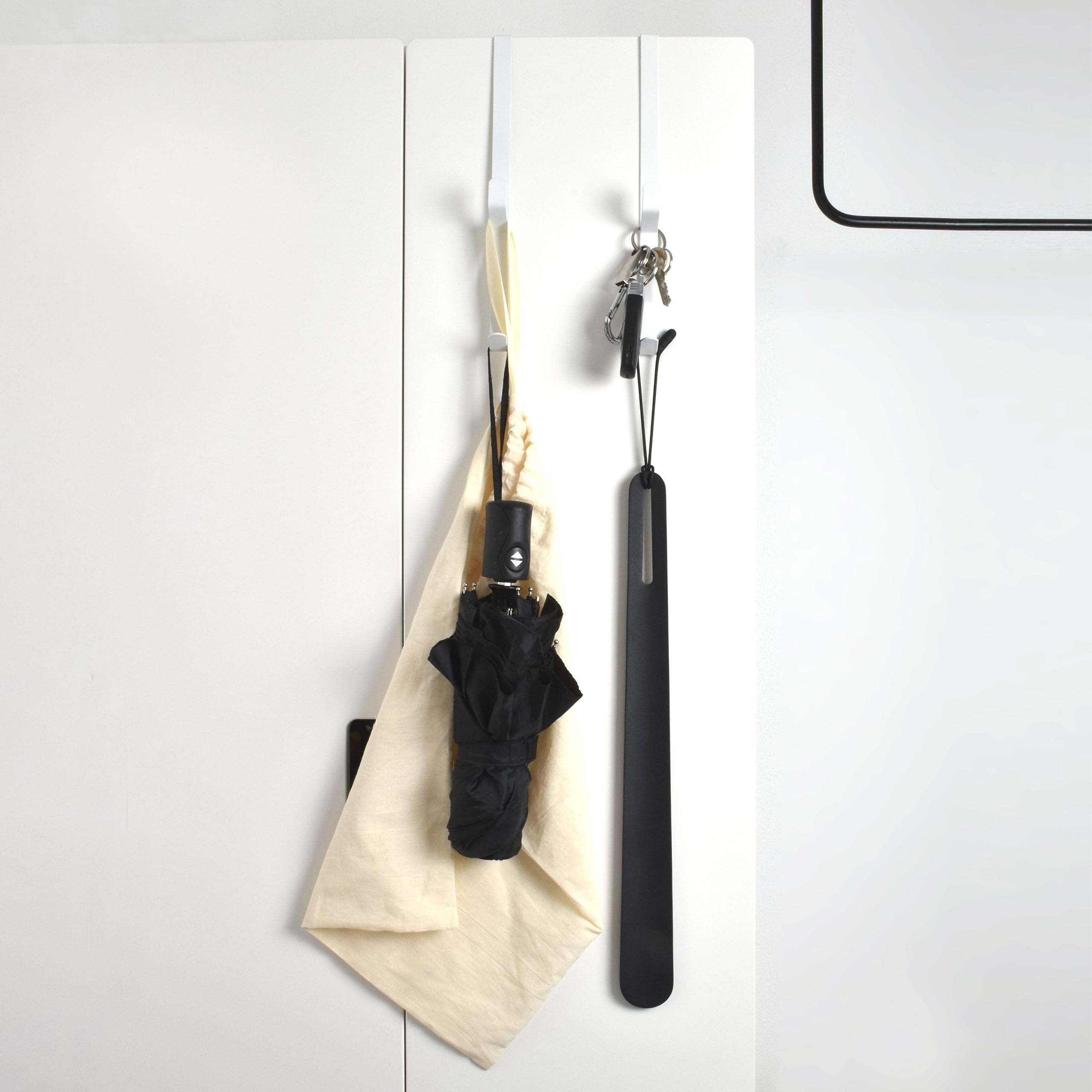 D&D Living® Ganchos para Puertas hasta 16 mm | 4x Ganchos Dobles para Perchero de Puerta | Gancho para Ropa para Puerta y Armario (Blanco)