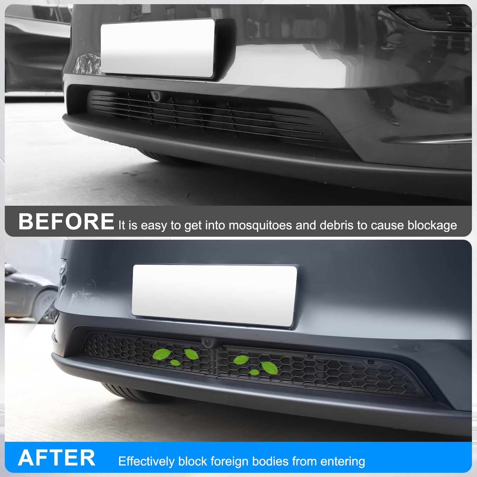 Kühlergrill-Einsatz für Tesla Model Y Juniper 2025-2026, Front-Lufteinlass-Gitterabdeckung mit Insektenschutz, Ersatz für Model Y Zubehör, abnehmbar, schwarz