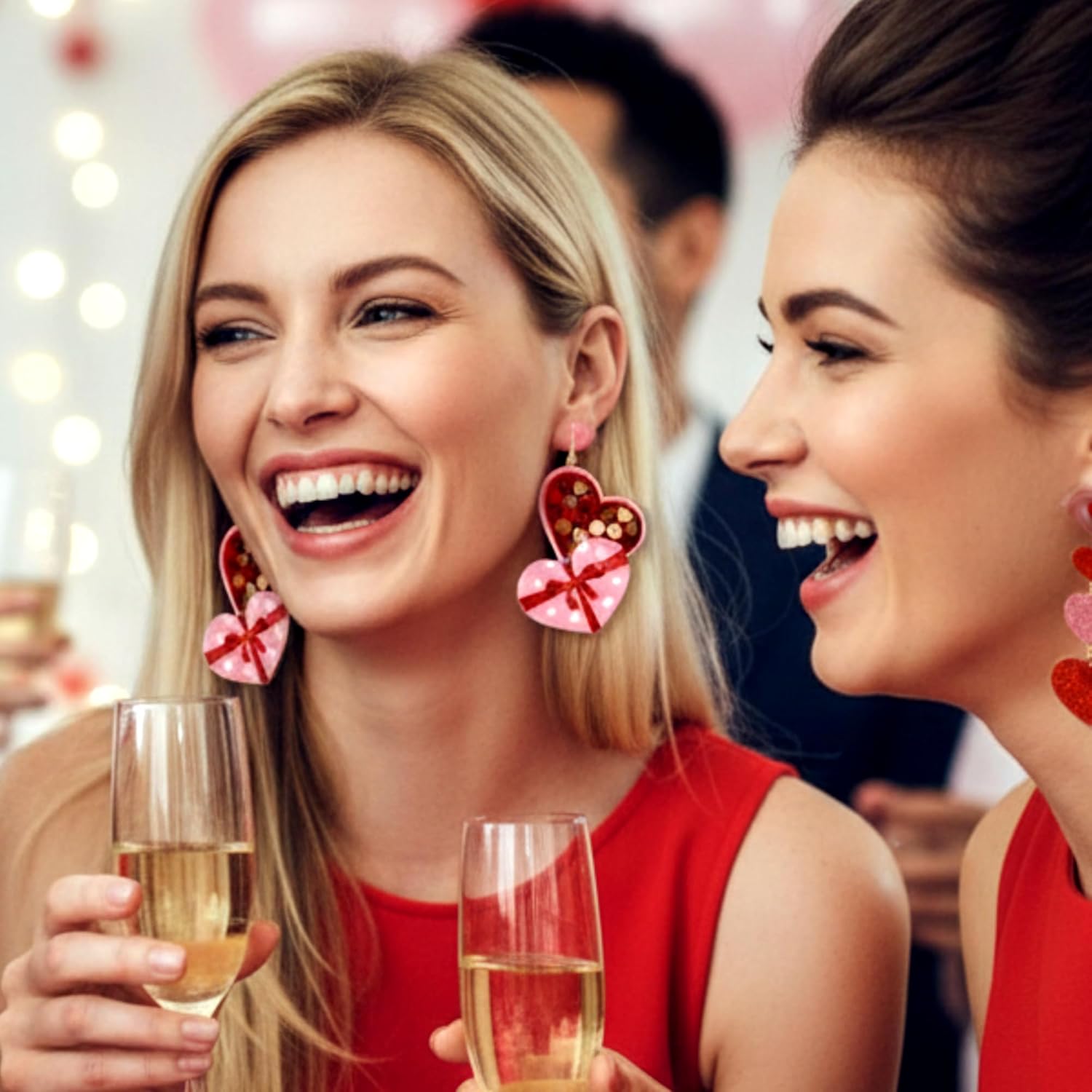 Kigeli 6 Pairs Valentine's Day/St. Patrick's Day Earrings for Women Love Heart/Irish Shamrock Dangle Earrings Jewelry Gifts Accessories for Mother Wife Sister Birthday Decorations - Image 4