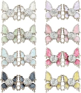 8Pack Instant Pant Waist Tightener - Butterfly Button Pins,Tool-Free Adjustable Loose Waist Buckle for Women Kids