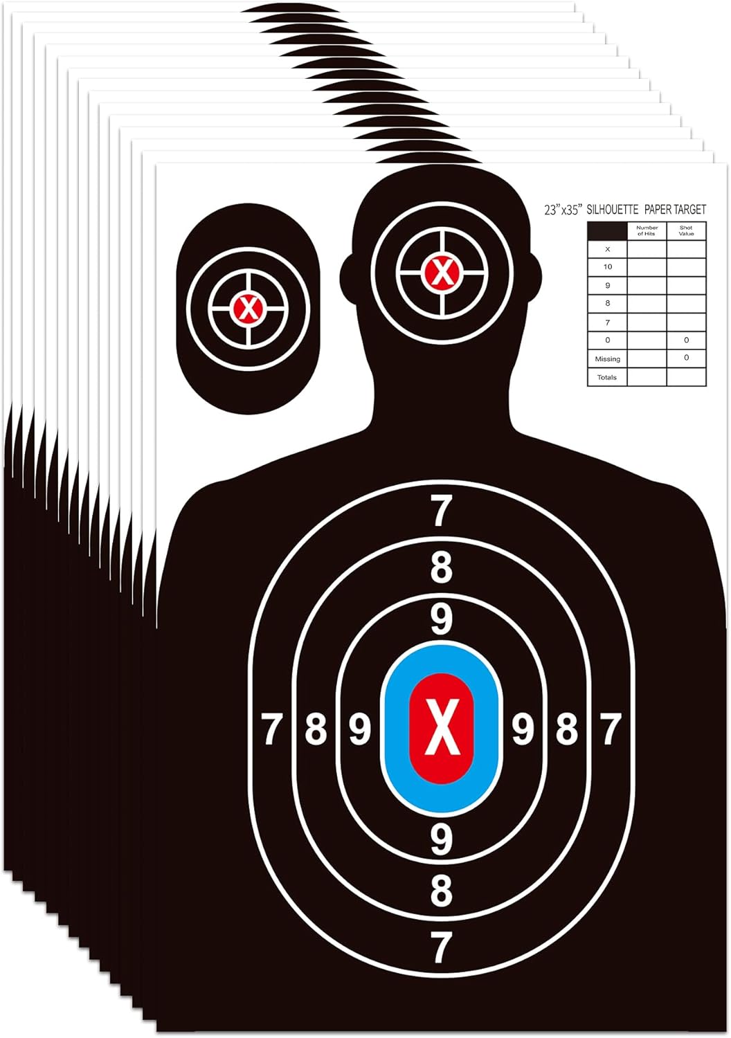 Paper Shooting Targets for Range Bulk 23"×35" Silhouette with Red Bullseye,Heavy Duty Shooting Targets Paper,Indoor and Outdoor Use,Suitable for Handguns,BB Guns,Airsoft,Rifles