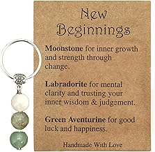Crystal Keychain Gift, New Beginnings Gifts for Women, Moonstone Crystal Keychain Gifts with Card, Healing Gifts for Women, Inspirational Encouragement Gifts for Family Friends