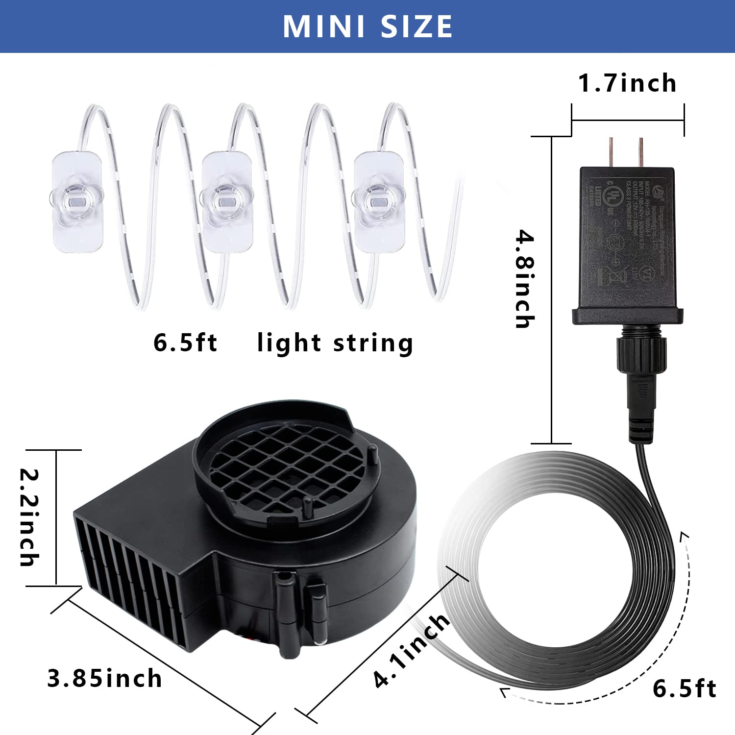 Pompe à Air électrique 12V Pour Décorations Gonflables – 1,5A Avec Adaptateur Et 3 Lumières LED, ABS, 3100-3500 Tr/min