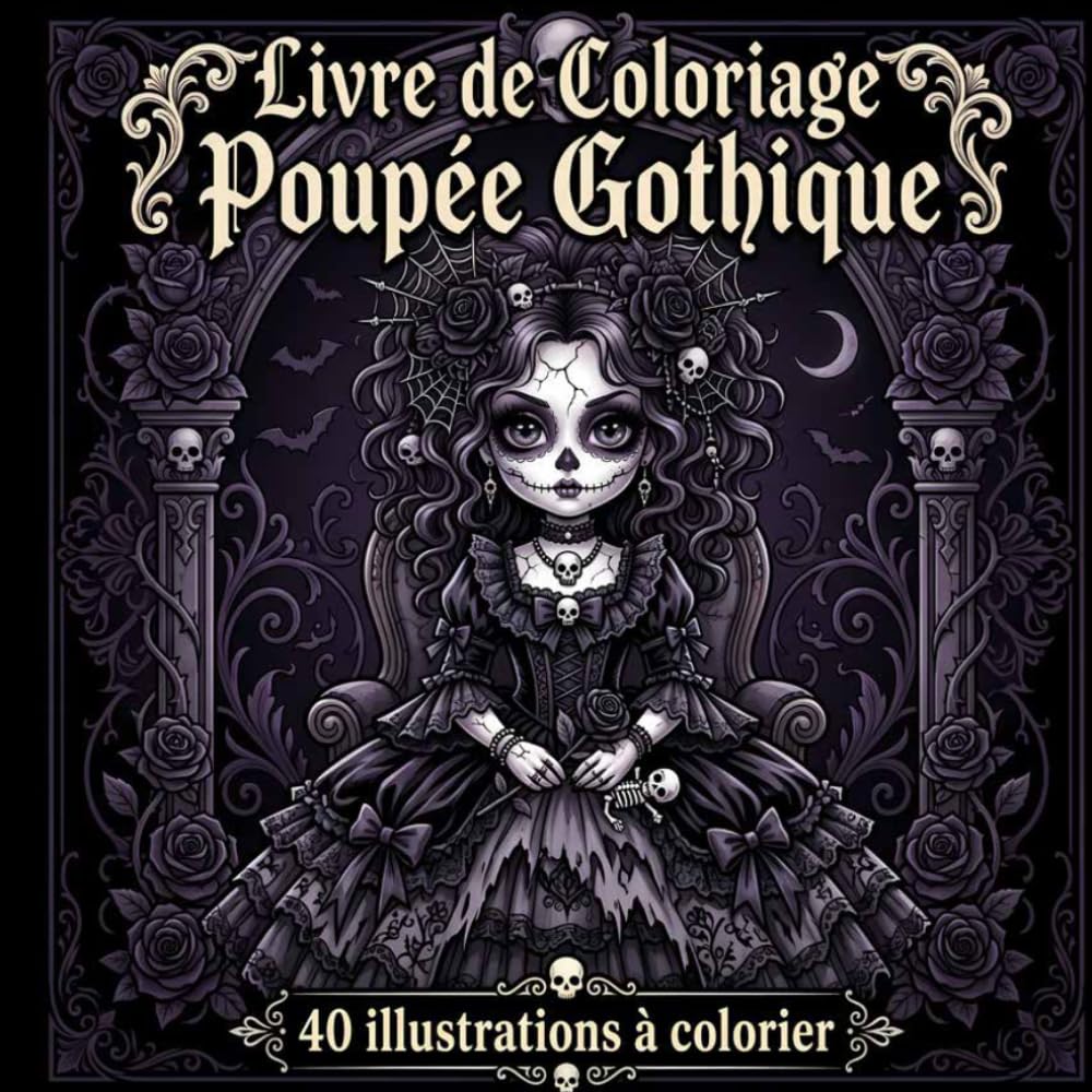 Livre de Coloriage Poupée Gothique: 40 Illustrations de Poupées Gothiques à Colorier — Pour Adultes et Adolescents | Style Bold & Mystérieux