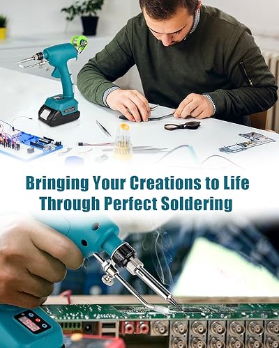 Miniatura 6 de Kit de soldador inalámbrico para batería Makita LXT de 18 V, pistola de soldadura digital LED de 75 W con 5 puntas, alambre de soldadura de 1.76 oz