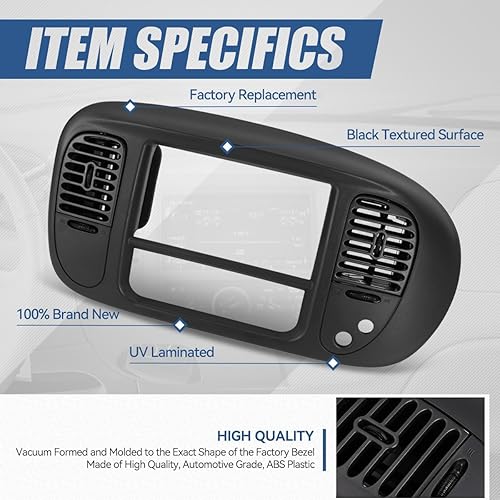 Miniatura 2 de Auto Dynasty Visera con bisel del panel delantero compatible con Ford F-150 Expedition 2WD 1997-2004, negro texturizado