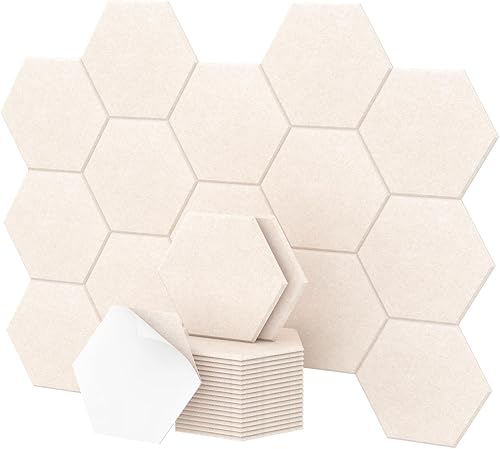 Miniatura 12 de Paquete de 12 paneles acústicos hexagonales, TONOR 12" x 10" x 0.4" paneles insonorizantes de alta densidad para paredes, panel de espuma de Negro