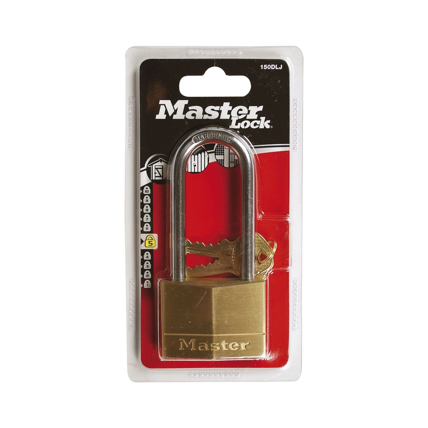 Master Lock 150Lj Solid Brass 50Mm Padlock 5 Pin - 64Mm Shackle