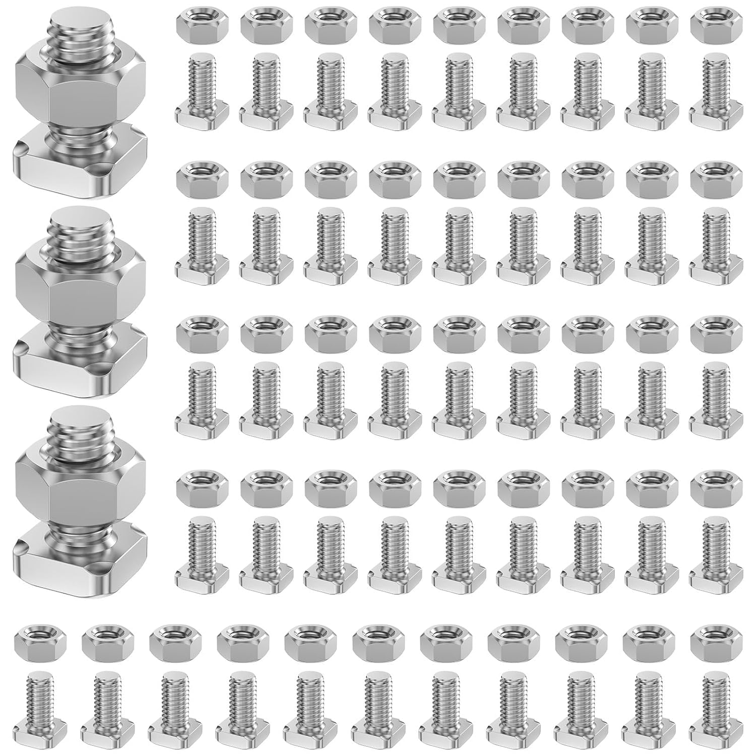 NIHUIFDPY 50Pcs Greenhouse Bolts and Nuts Set, Rust-Proof Aluminum Square Head Bolts and Hexagon Nuts, Heavy Duty Greenhouse Repair Kit & Reinforcement Accessories for Garden Frame Staging-picture-15
