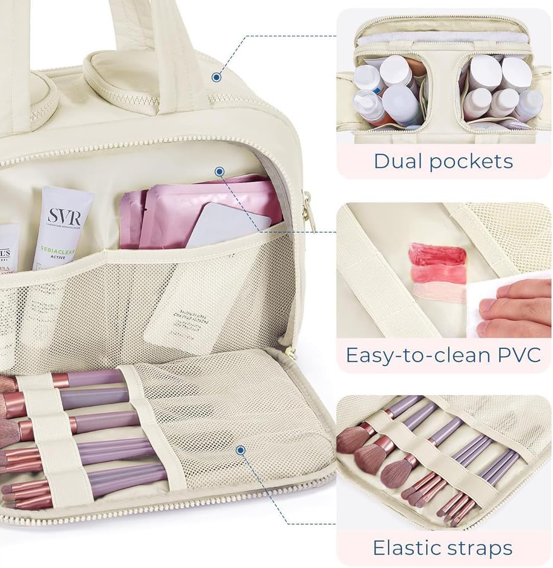 キュアアウェイ トラベルコスメバッグ Curetoaway 大容量 ワイドオープン トラベルコスメバッグ 防水ポータブルポーチ オー