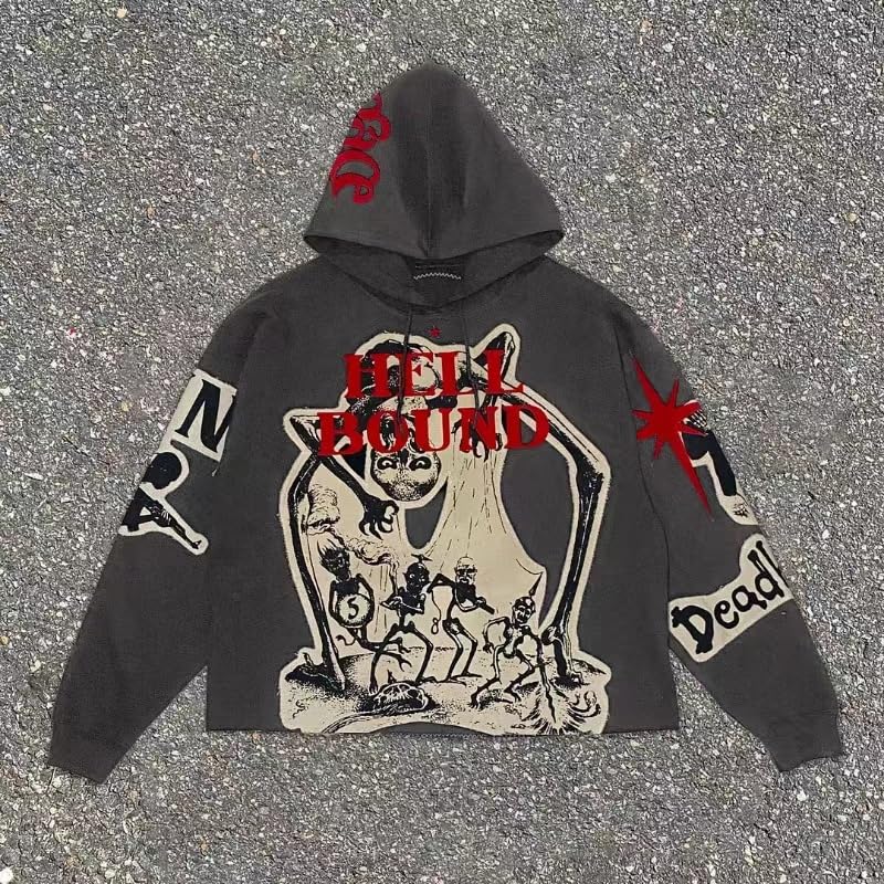 Retro Y2K Hoodie Gothic Explosive Print Skull Fashion Hoodie Men's Harajuku Men's Clothing4