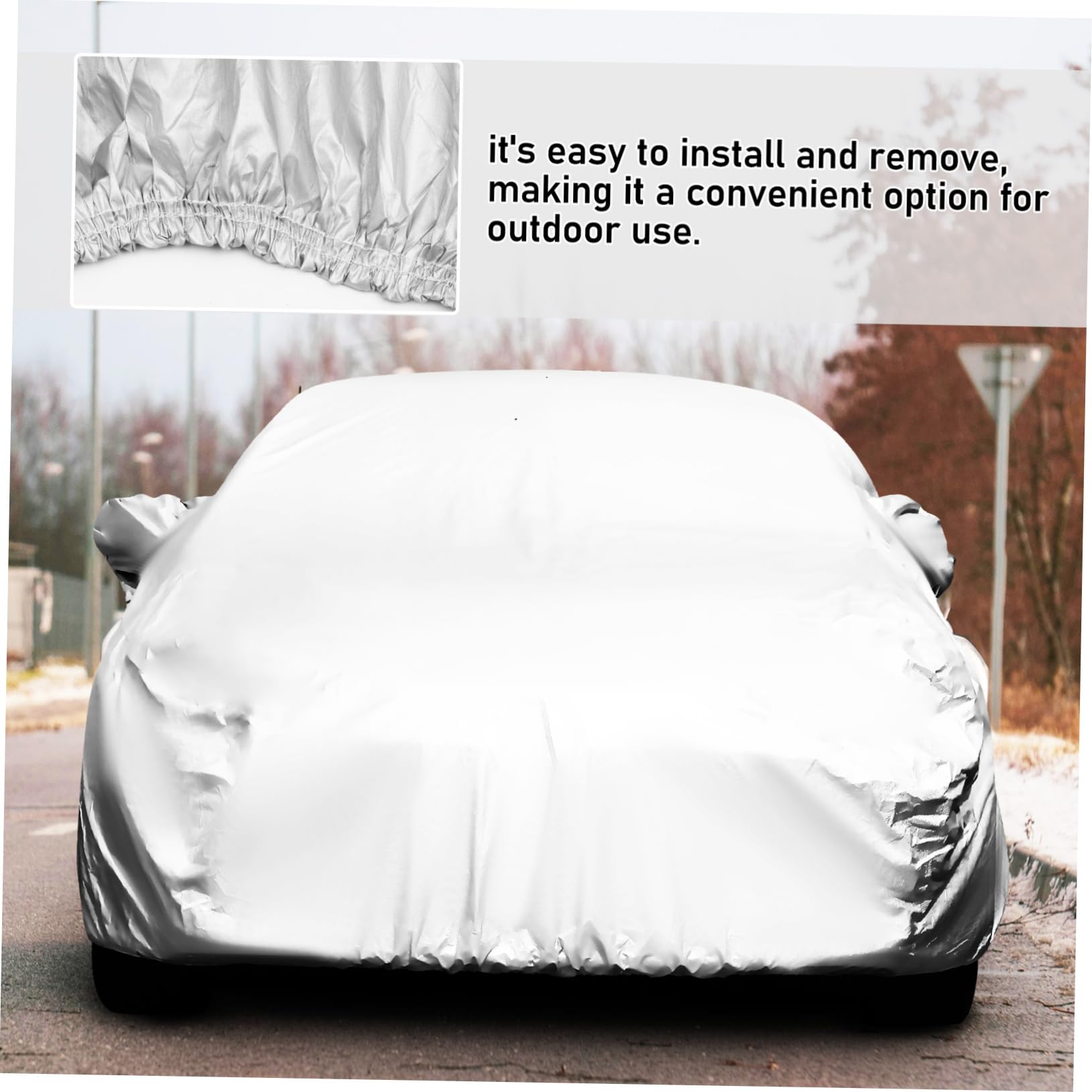 MUCKLILY 170t Car for Weather Silver-Coated Material Sun and for Suvs Easy to Use Indoor and Outdoor Vehicle — view 5
