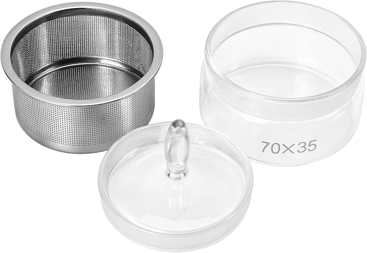 Watch Oil Parts Washing Jar 7cm x 3.5cm Watch Repair Cleaner Tool with Stainless Steel Mesh Strainer, Glass Cleaning Container for Maintenance & Modification, Lid Easy to Maintain