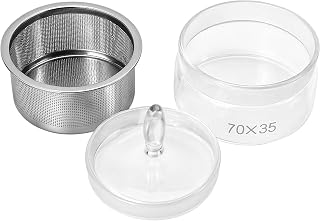 Watch Oil Parts Washing Jar 7cm x 3.5cm Watch Repair Cleaner Tool with Stainless Steel Mesh Strainer, Glass Cleaning Container for Maintenance & Modification, Lid Easy to Maintain