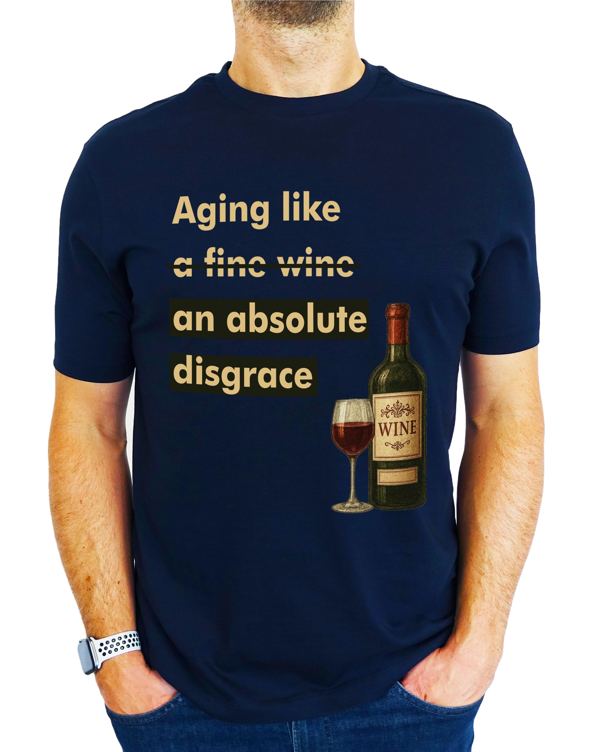 My Generation Gifts Men's Navy Aged Like A Fine Wine | Absolute Disgrace - Funny 18Th | 21St | 30Th | 40Th | 50Th | 60Th | 70Th | 80Th Birthday Gift | Present Idea For T-Shirt Xl