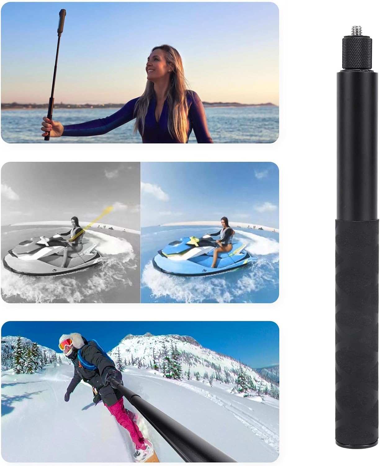 Selfie Stick, 7 Section Adjustable Action Camera Extension Pole with 1/4in Thread and Screw Hole, 23.5 to 120cm Portable Extension Rod for Panoramic Camera - Image 6