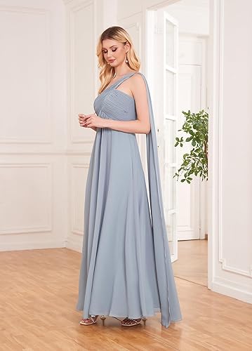 Miniatura 5 de Vestidos de dama de honor de un hombro para boda, vestido largo de gasa, vestidos formales plisados