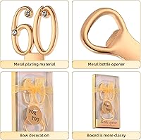 Vista 4 de 50 recuerdos dorados de fiesta de cumpleaños 60 con diamantes de imitación, perfectos para invitados, 60 abridores de botellas de cerveza, recuerdos