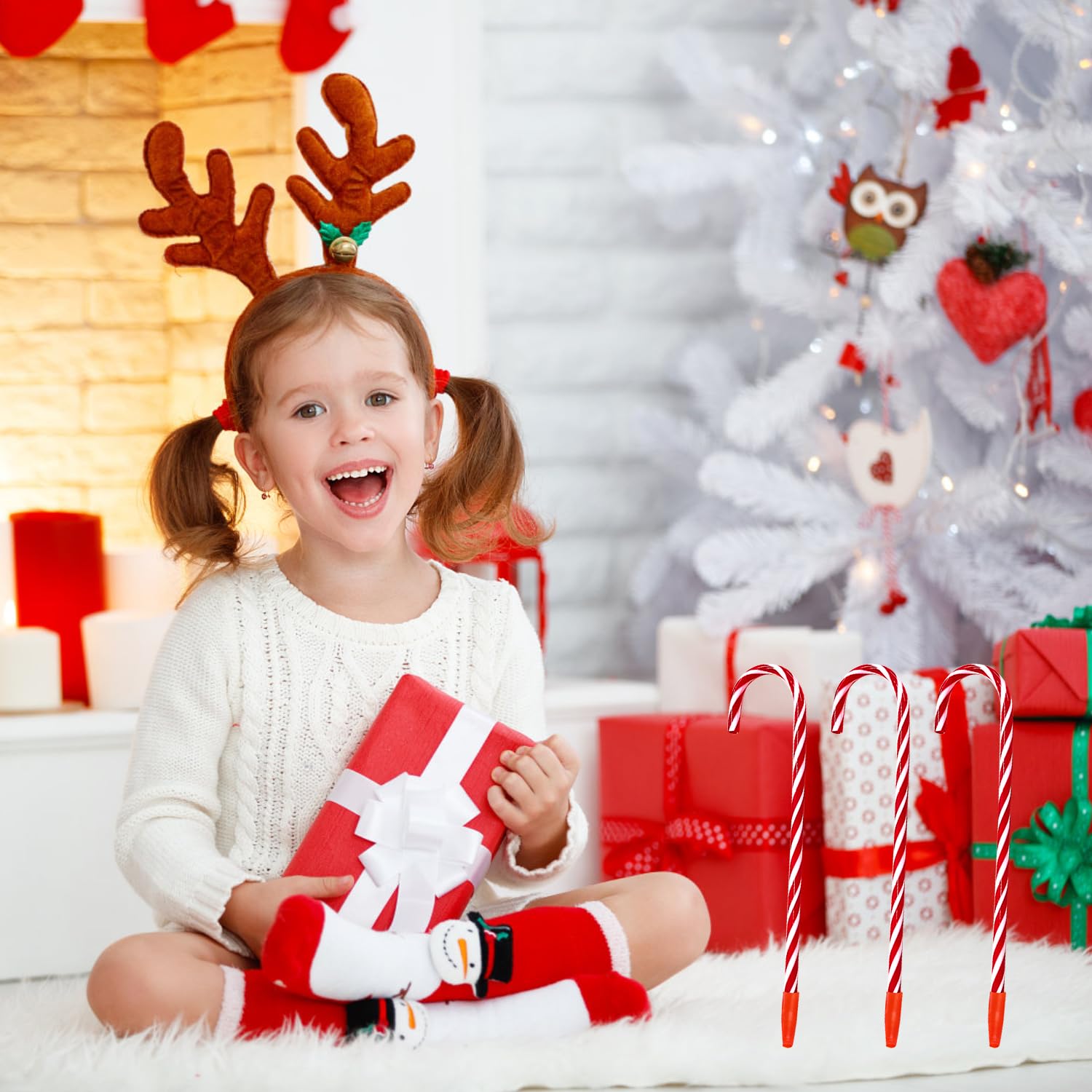 HAICN Christmas Candy Cane Pens Red Novelty Striped Crutch Pens Funny Present Stationery Supplies for Christmas Accessories (12) - Image 4